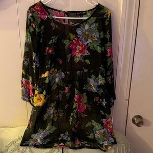About A Girl Black Sheer Floral Blouse
